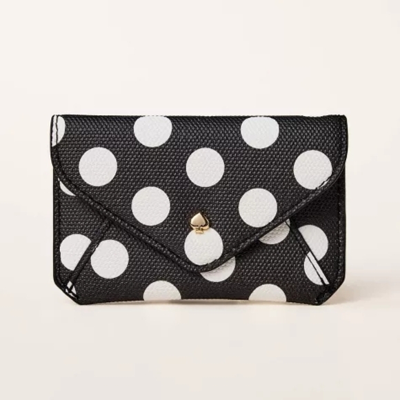 kate spade Handbags - Kate Spade Polka Dot Envelope Card Case Holder Black White Target